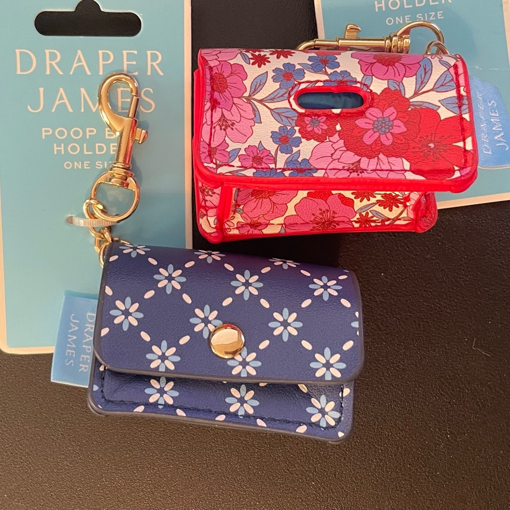 NWT Draper James Floral Poop Bag Holder Carrier Clip Lot of 2